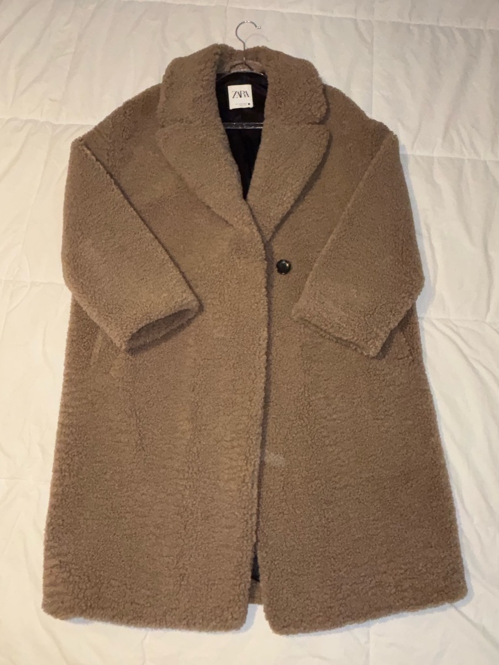 Zara Teddy Coat in Taupe Brown